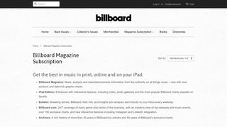 Billboard Magazine Subscription – Billboard Magazine Store