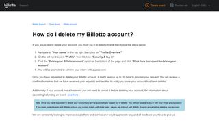 How do I delete my Billetto account? – Billetto Support