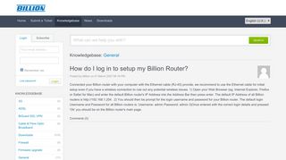 How do I log in to setup my Billion Router? - Powered by Kayako ...