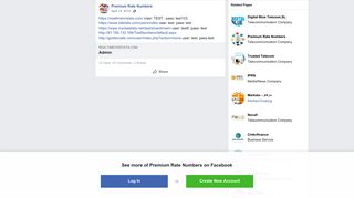 Premium Rate Numbers - Facebook