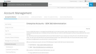 Enterprise Accounts - BIM 360 Administration | Account Management ...