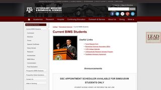 Current BIMS Students - Texas A&M College of Veterinary Medicine