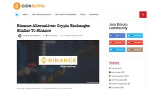 Binance Alternatives: Exchanges Similar To Binance - CoinSutra