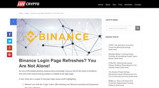 Binance Login Page Refreshes? You Are Not Alone! - LuvCrypto
