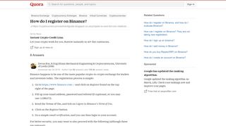 How to register on Binance - Quora