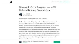 Binance Referral Program — 40% Referral Bonus / Commission