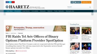 FBI Raids Tel Aviv Offices of Binary Options Platform Provider - Haaretz