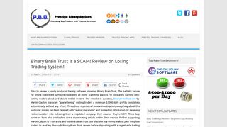 Binary Brain Trust Review - Losing Trading Scam Warning!