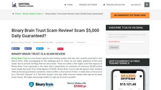 Binary Brain Trust Scam Review! Scam $5,000 Daily Guaranteed?
