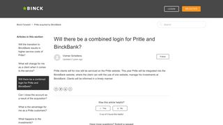 Will there be a combined login for Pritle and BinckBank? - Binck Forward