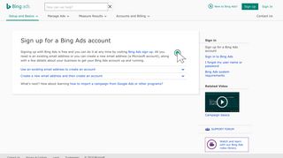 Sign up for a Bing Ads account