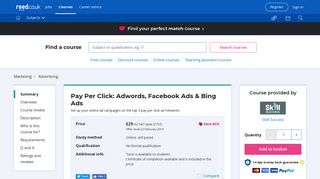 Pay Per Click: Adwords, Facebook Ads & Bing Ads course | reed.co.uk