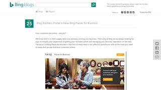 Bing Business Portal is Now Bing Places for Business | Webmaster Blog