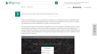 Introducing Social Login for Bing Webmaster Tools | Webmaster Blog