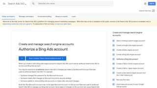 Authorize a Bing Ads account - Search Ads 360 Help - Google Support
