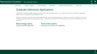Graduate Admission Applications - Binghamton University