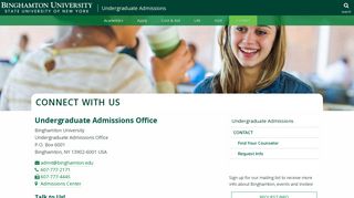 Connect with Us - Undergraduate Admissions | Binghamton University