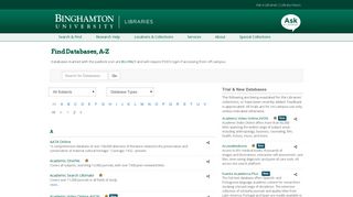 Find Databases, A-Z - Subject Guides - Binghamton University