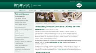 Binghamton University - Libraries: Services: Reader: Interlibrary Loan ...