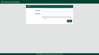 Password Claim / Reset Login - Binghamton University