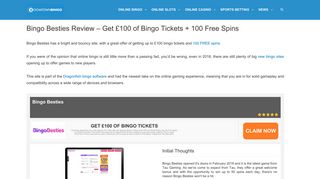 Bingo Besties | Get £100 + 100 Free Spins | New Bingo Website