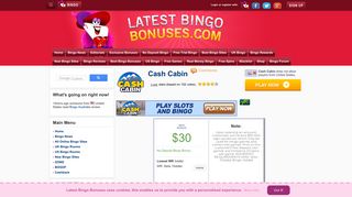 Cash Cabin | $30 No Deposit Bingo Bonus - Latest Bingo Bonuses