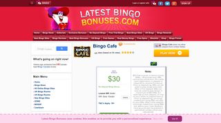 Bingo Cafe | $30 No Deposit Bingo Bonus - Latest Bingo Bonuses