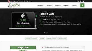 Bingo Cafe - CasinoBonusCenter.com