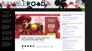 Bingo Canada- Claim a free $50 exclusive welcome prize …