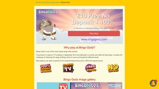 Bingo Godz - £10 Free and 100% Welcome Bonus