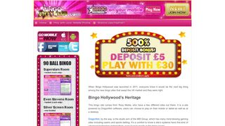 Bingo Hollywood - Best Bingo Site of 2017 - Deposit £5 Play with £30