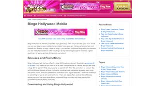 Play on Mobile at Bingo Hollywood | FREE 500% Welcome Bonus