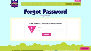 Bingo Knights: Forgot your password?