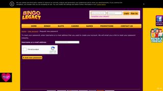 User Account - Request New Password | Bingo Legacy Page