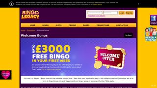 Welcome Bonus | Bingo Legacy