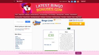 Bingo Liner | £30 No Deposit Bingo Bonus - Latest Bingo Bonuses