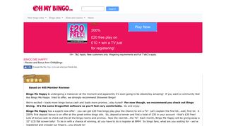Bingo Me Happy | £20 Free Play + Win a TV | BingoMeHappy.com