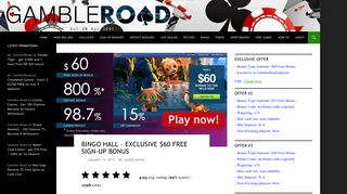 Bingo Hall - Exclusive $60 Free Sign-up Bonus … - GambleRoad.com