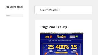 Login To Bingo Zino - Top Casino Bonus
