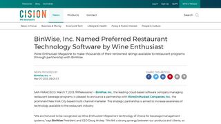 BinWise, Inc. Named Preferred Restaurant Technology Software by ...