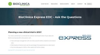 BioClinica Express EDC - Ask the Questions | Bioclinica