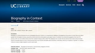 Biography in Context | UCSB Library
