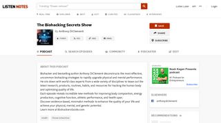 The Biohacking Secrets Show (podcast) - Anthony DiClementi | Listen ...