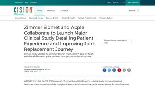 Zimmer Biomet and Apple Collaborate to Launch Major Clinical Study ...