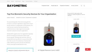 Top Five Biometric Security Devices for Your Organization