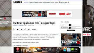 How to Set Up Windows Hello Fingerprint Login - Laptop Mag