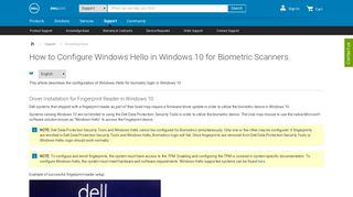 How to Configure Windows Hello in Windows 10 for Biometric ... - Dell