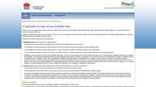 Application for login access to BioNet Atlas - Office of Environment and ...