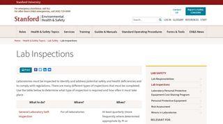 Lab Safety – Stanford Environmental Health & Safety