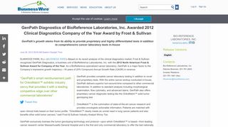 GenPath Diagnostics of BioReference Laboratories, Inc. Awarded ...
